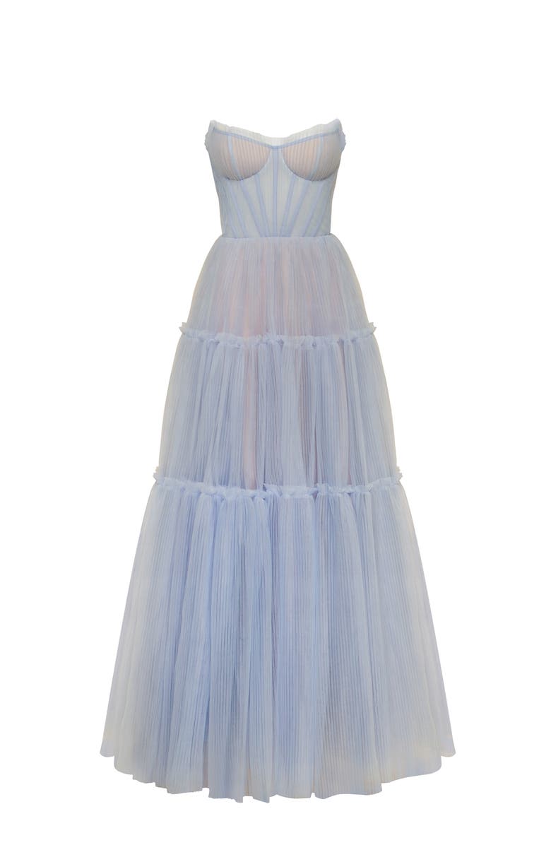 Milla Ruffled Tulle Maxi Formal Occasion Gown in Blue, Alternate, color, Blue