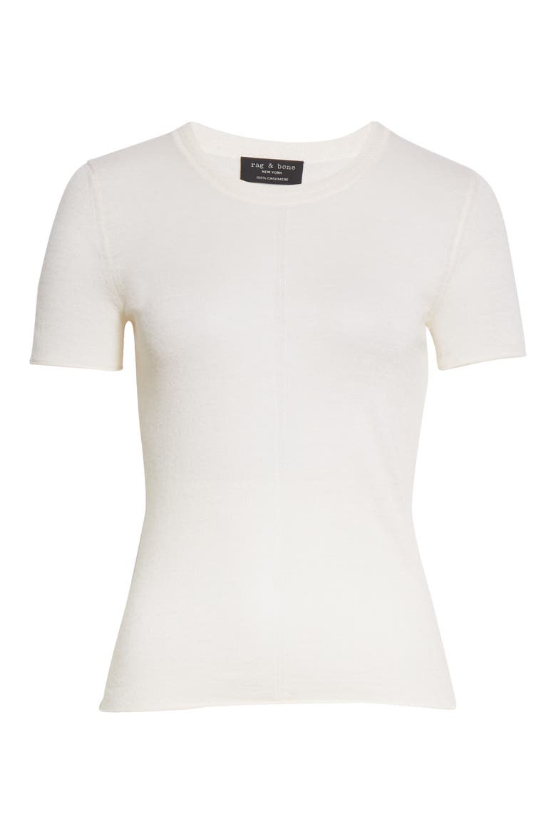 Mandee Cashmere Short Sleeve Sweater, Alternate, color, CHALK