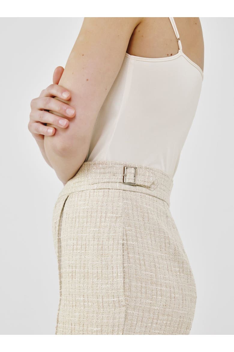 Fancy Tweed High-Waist Tailored Pants, Alternate, color, Cream