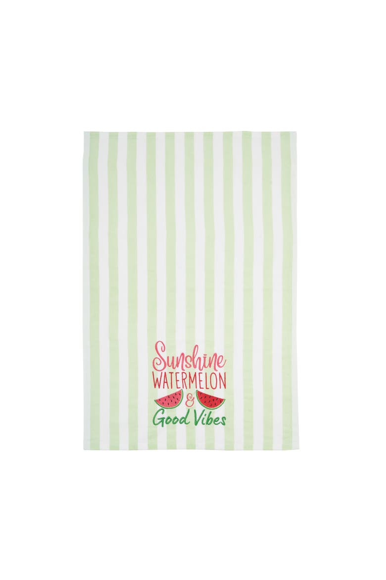 Watermelon & Good Vibes Cotton Kitchen Towel, Alternate, color, Green