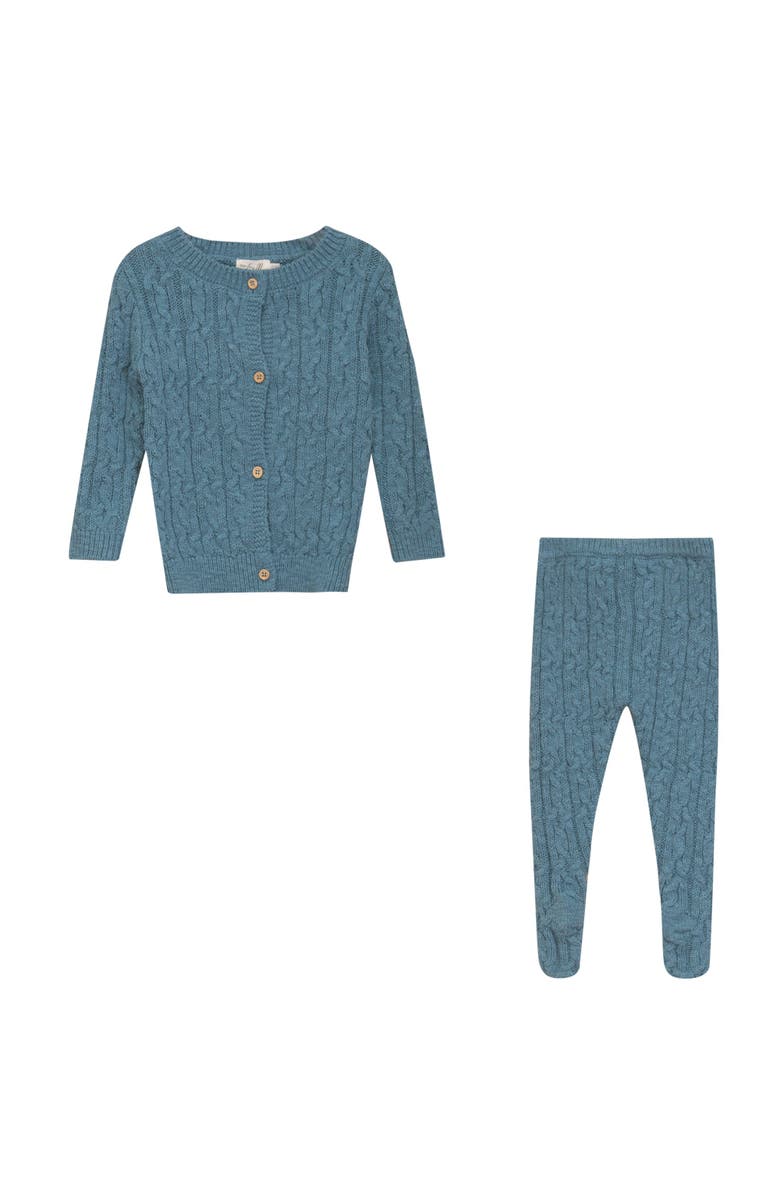 Bebe Bella Boy Mix Cable Knit Long Sleeve Top and Leggings Set, Main, color, River Blue Mix