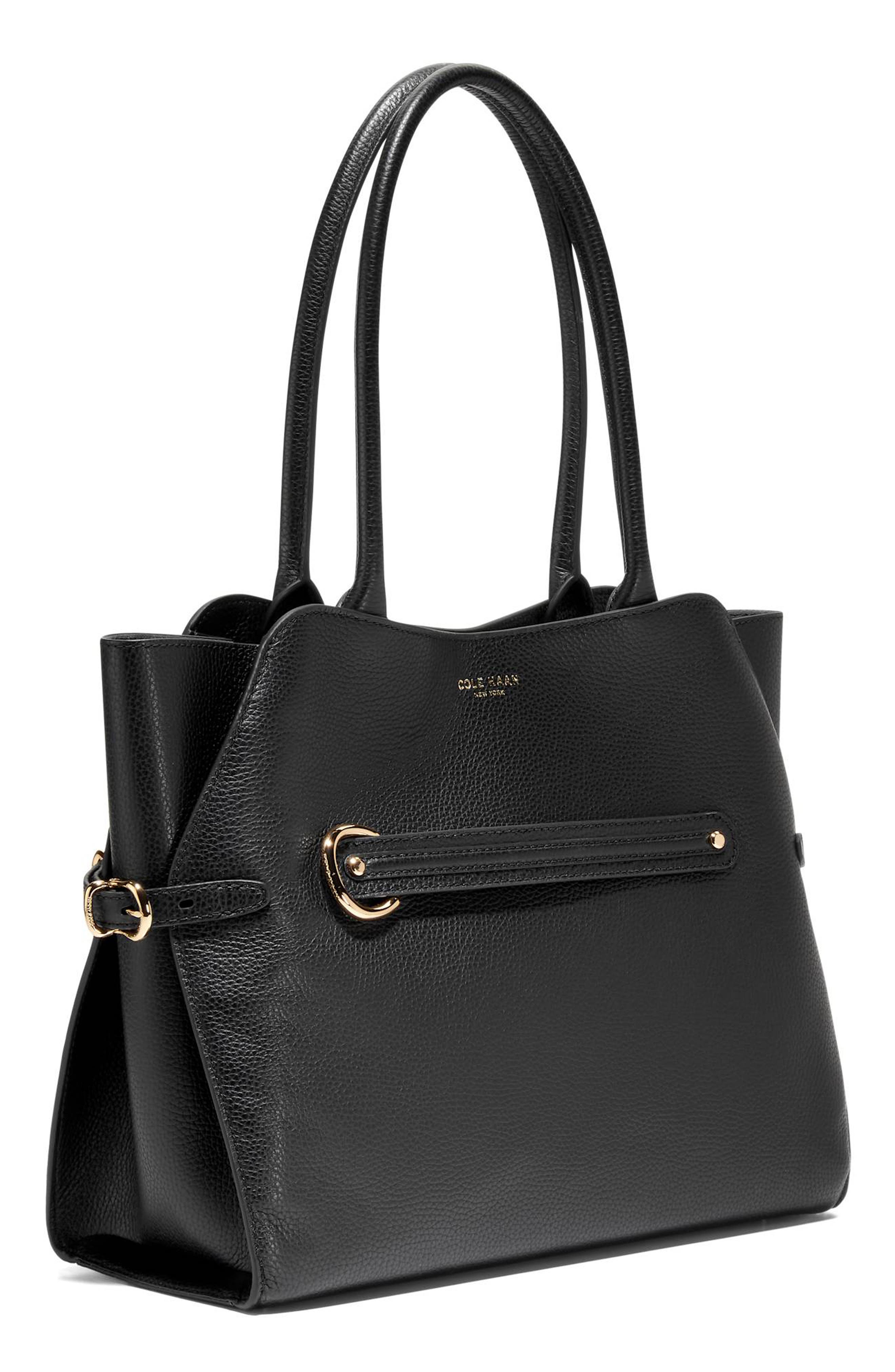 Vivianne Leather Tote, Alternate, color, BLACK