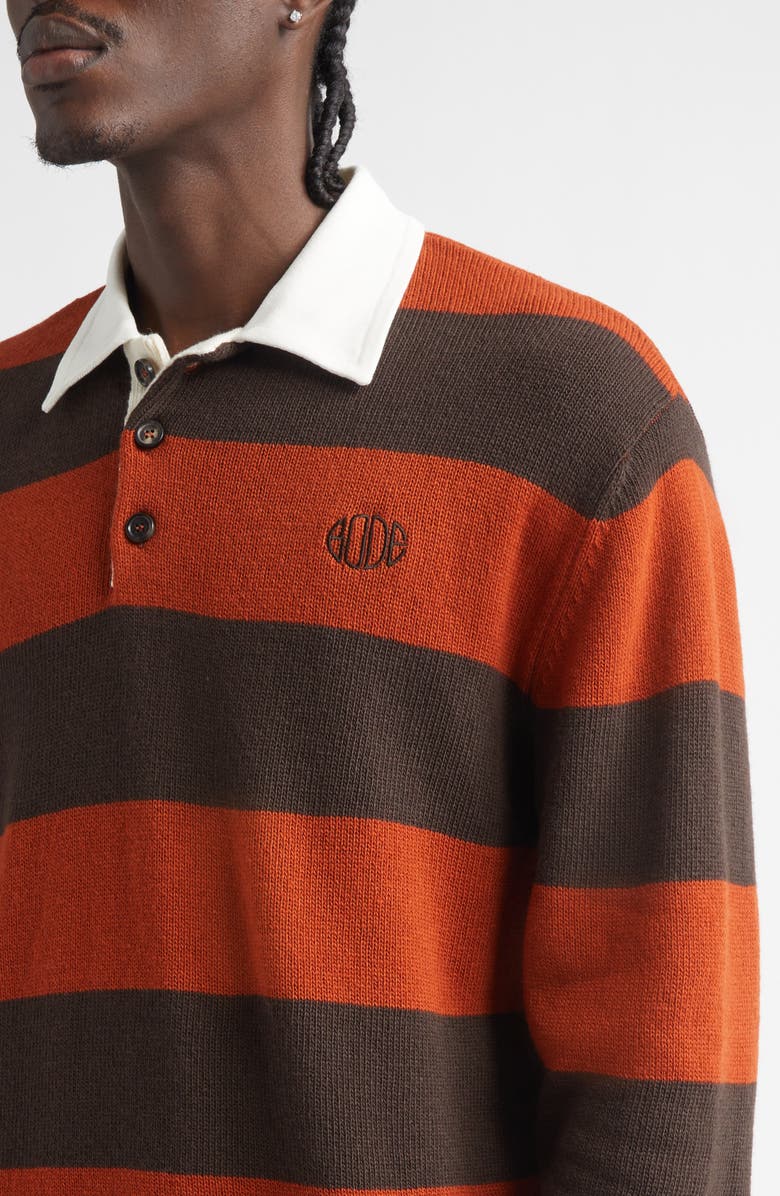Bode Pine Stripe Wool Rugby Sweater, Alternate, color, Brown Multi