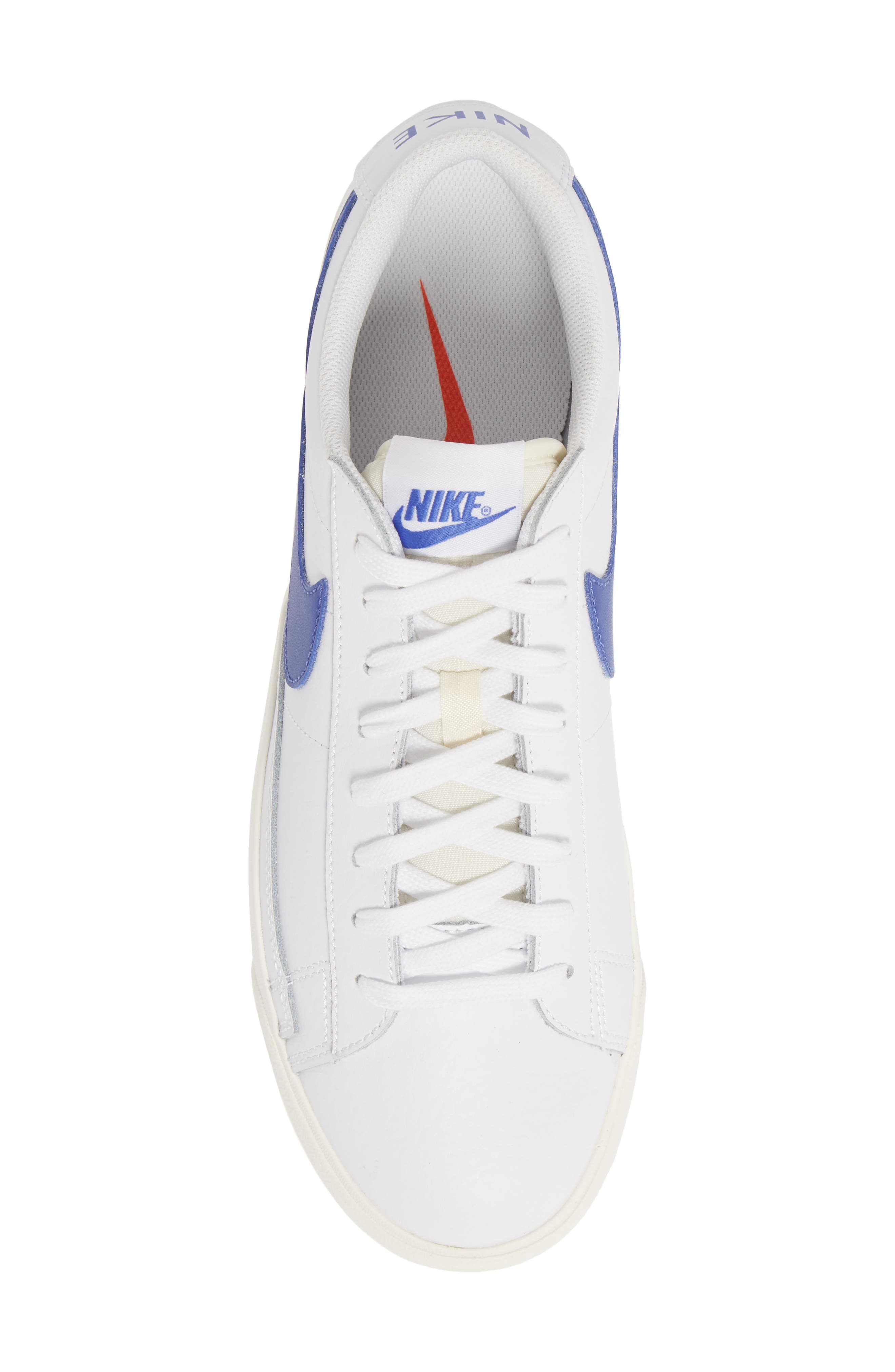 Blazer Low Leather Sneaker, Alternate, color, WHITE/ ASTRONOMY BLUE/ SAIL