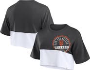 FANATICS Women's Fanatics Branded Heather Black/White San Francisco Giants Color Split Boxy Cropped T-Shirt