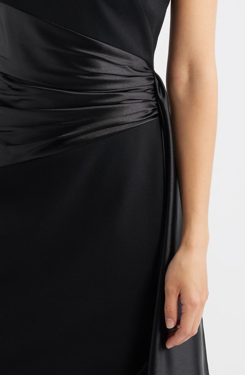 Eliza J Mixed Media High Neck Cocktail Sheath Dress, Alternate, color, Black