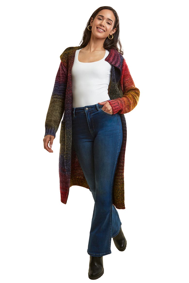 Rainbow Longline Cardigan, Alternate, color, RAINBOW MULTI