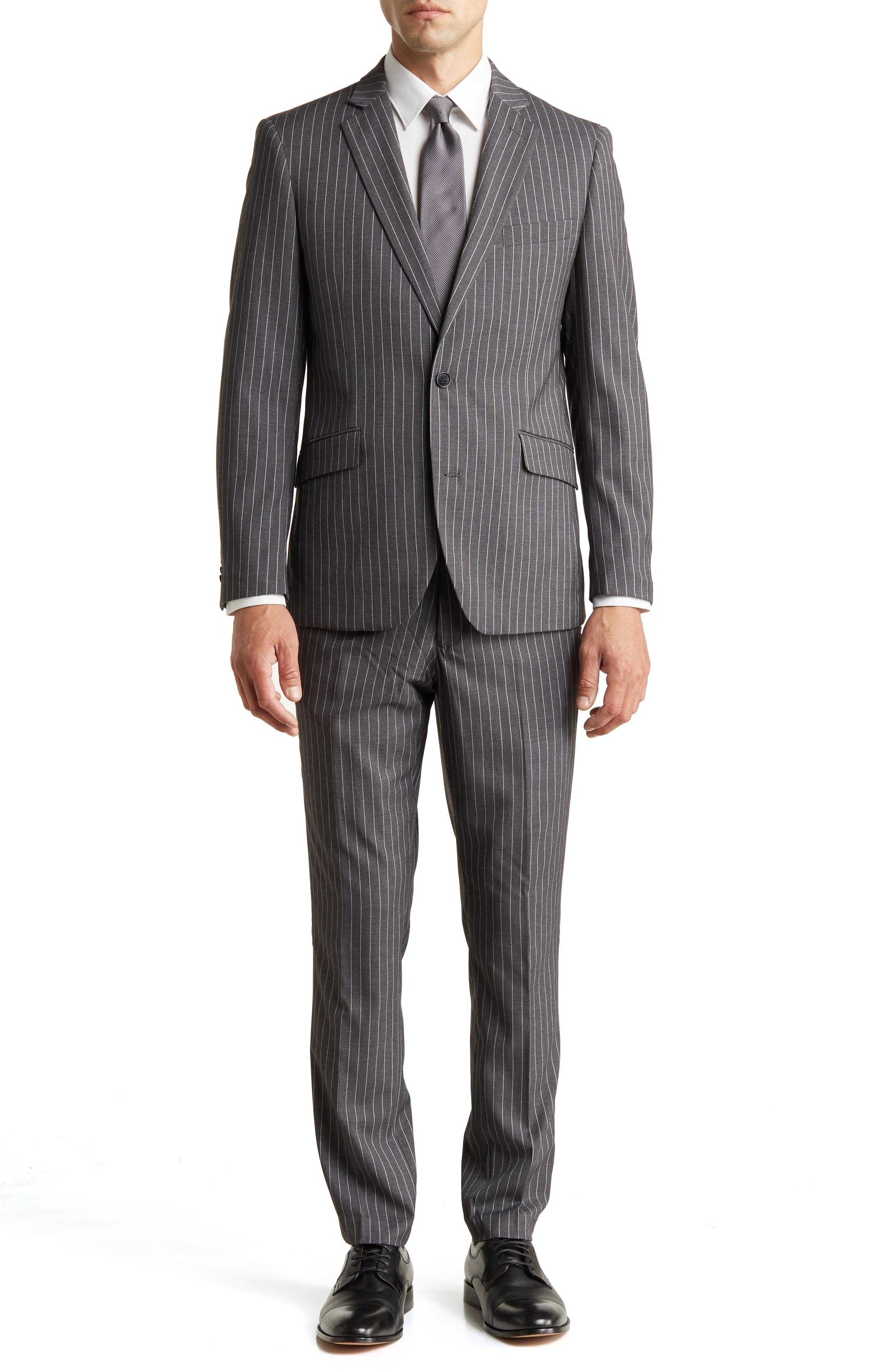 SAVILE ROW CO Classic Fit Pinstripe Suit
