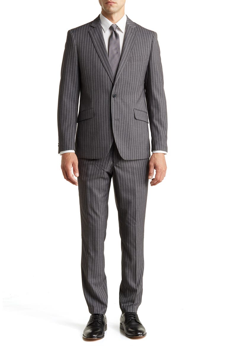 Classic Fit Pinstripe Suit, Main, color, DARK GREY