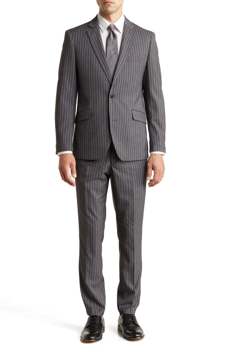 SAVILE ROW CO Classic Fit Pinstripe Suit, Main, color, 