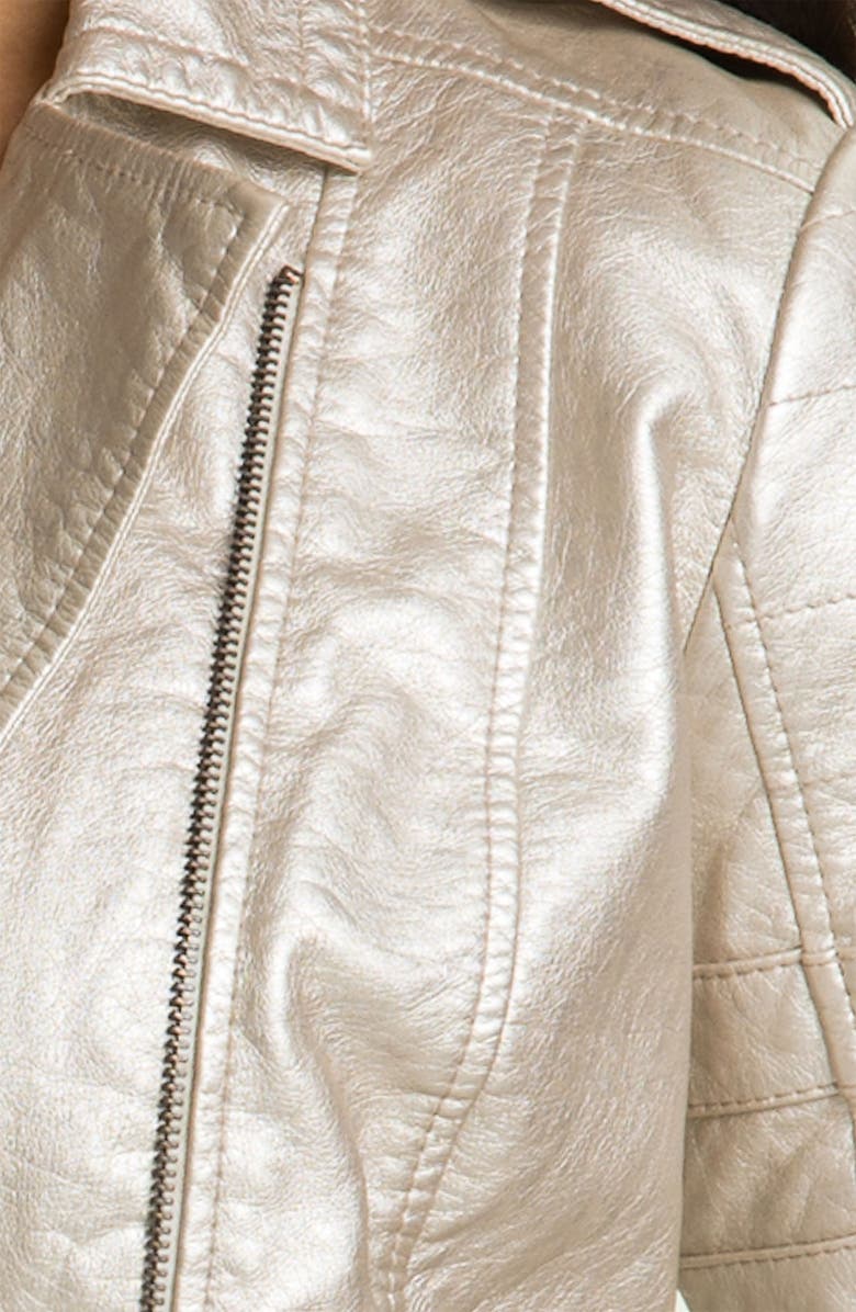 Collection B Metallic Faux Leather Biker Jacket, Alternate, color, 