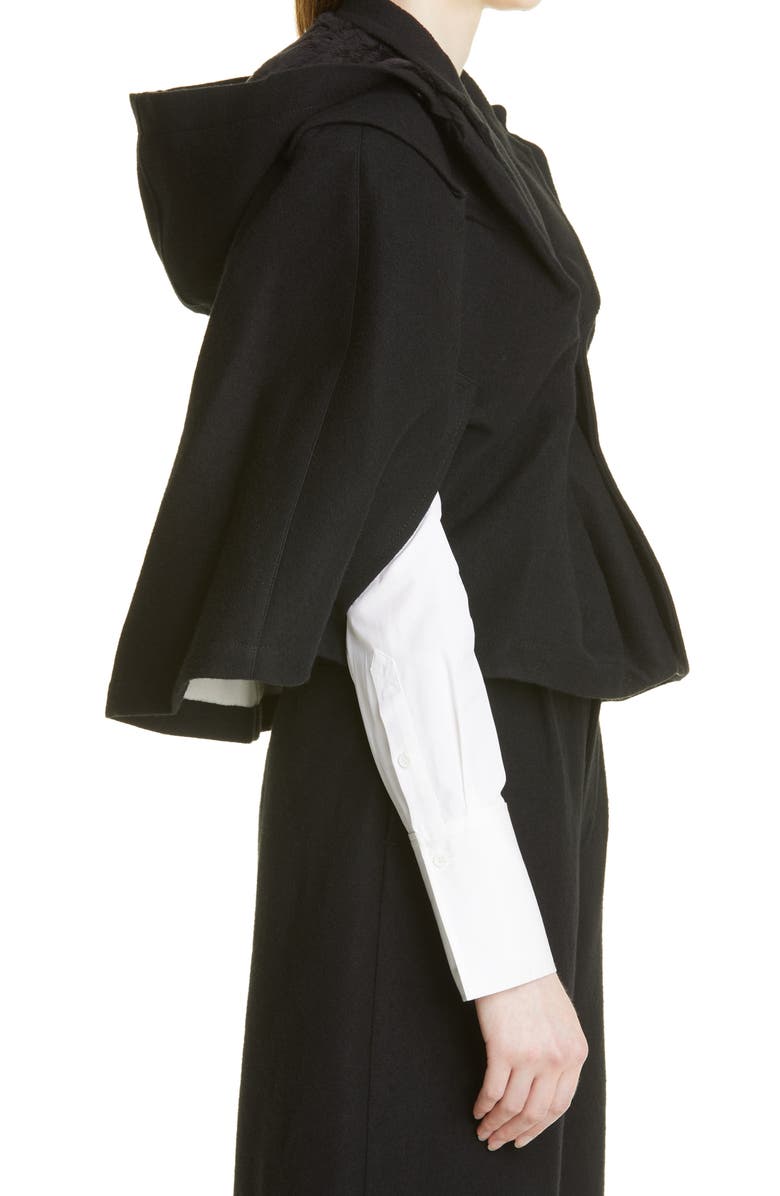 Tao Comme des Garçons Tricot Comme des Garçons Wool & Linen Blend Hooded Cape Jacket, Alternate, color,