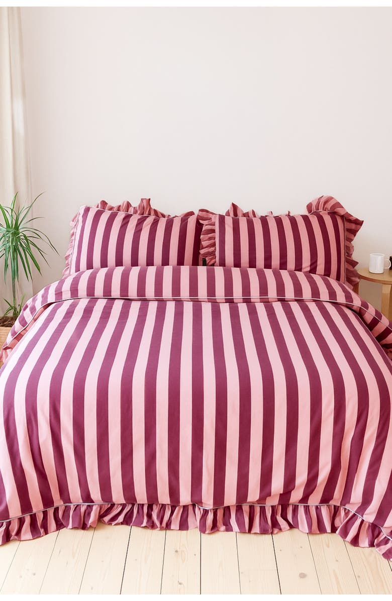 TBCo Cotton Ruffle Bedding Set, Alternate, color, Pink & Burgundy