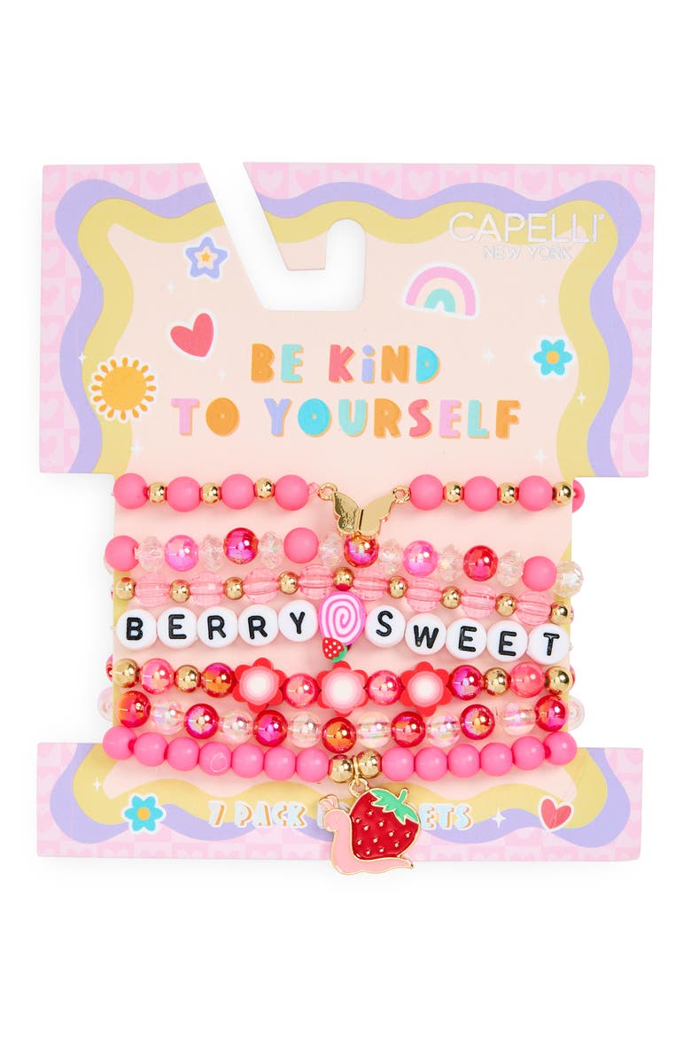 Kids' 7-Piece Berry Sweet Bracelet Set, Main, color, RED