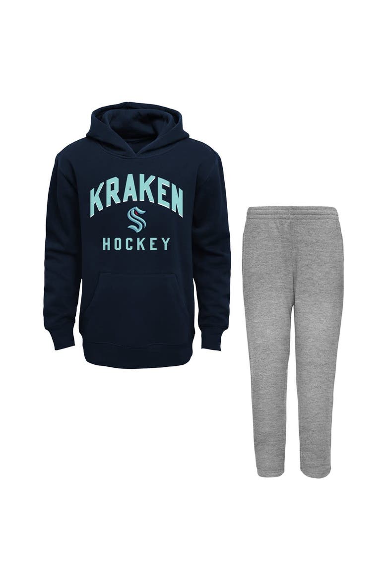 Toddler Navy/Heather Gray Seattle Kraken Play by Play Pullover Hoodie & Pants Set, Alternate, color, Navy