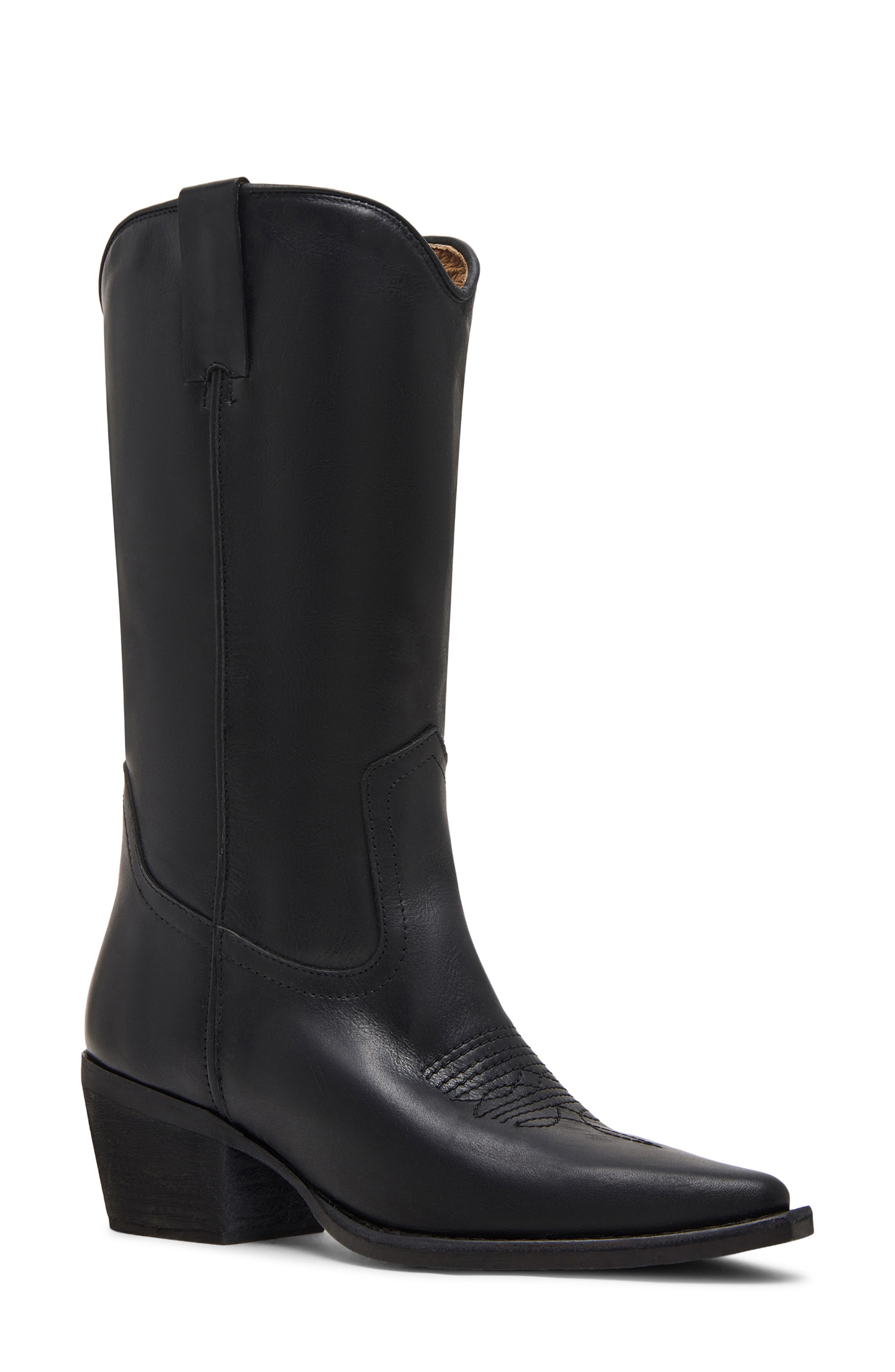 Steve Madden Albany Western Boot, Main, color, Black Leather