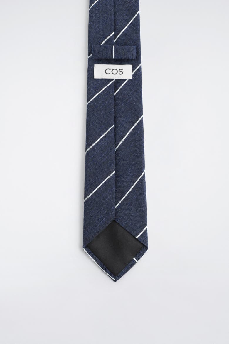 Striped Silk Tie, Alternate, color, NAVY / STRIPED