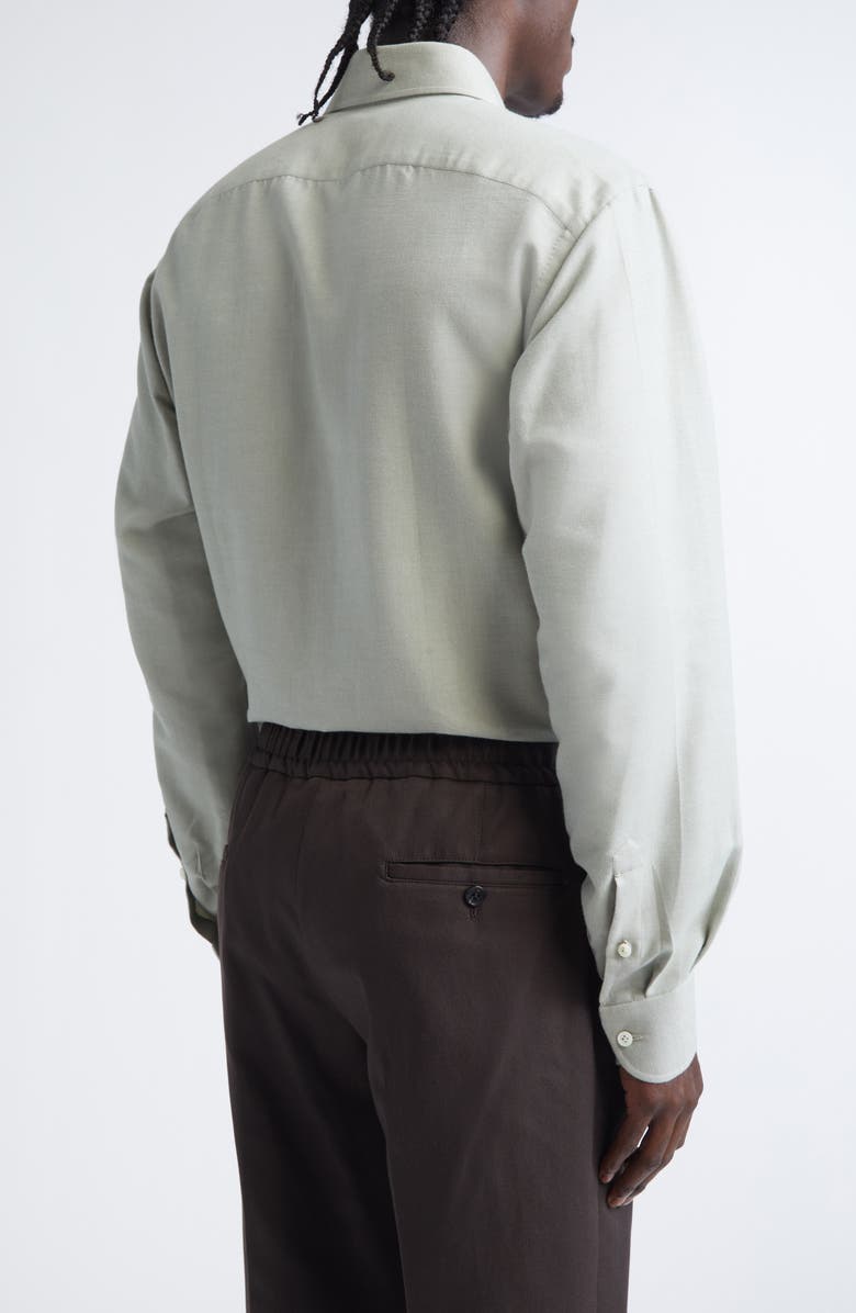 ISAIA Cotton & Silk Button-Up Shirt, Alternate, color, Green