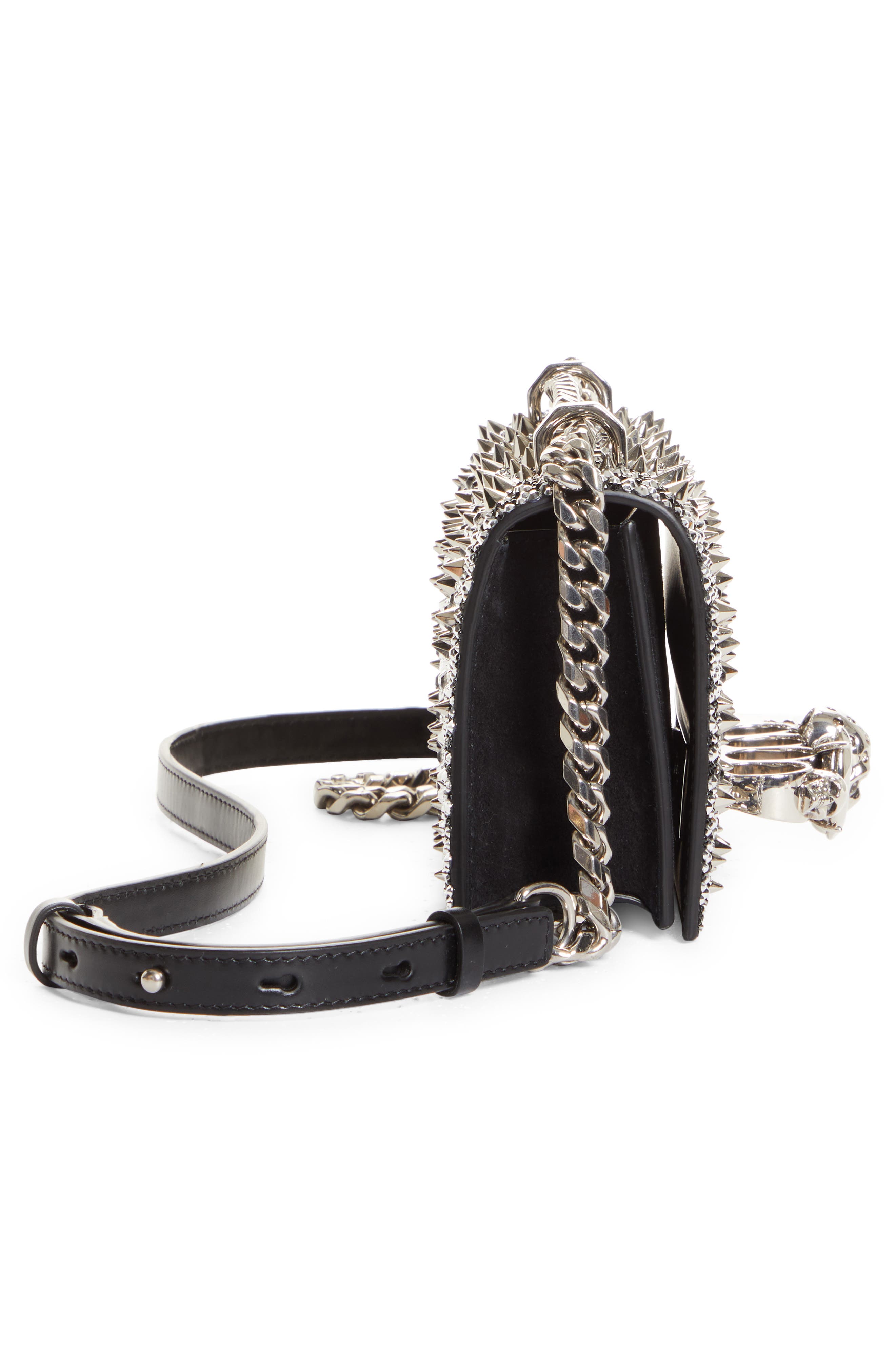 McQueen Alexander McQueen Crystal Embellished Knuckle Ring Crossbody Bag, Alternate, color, 
