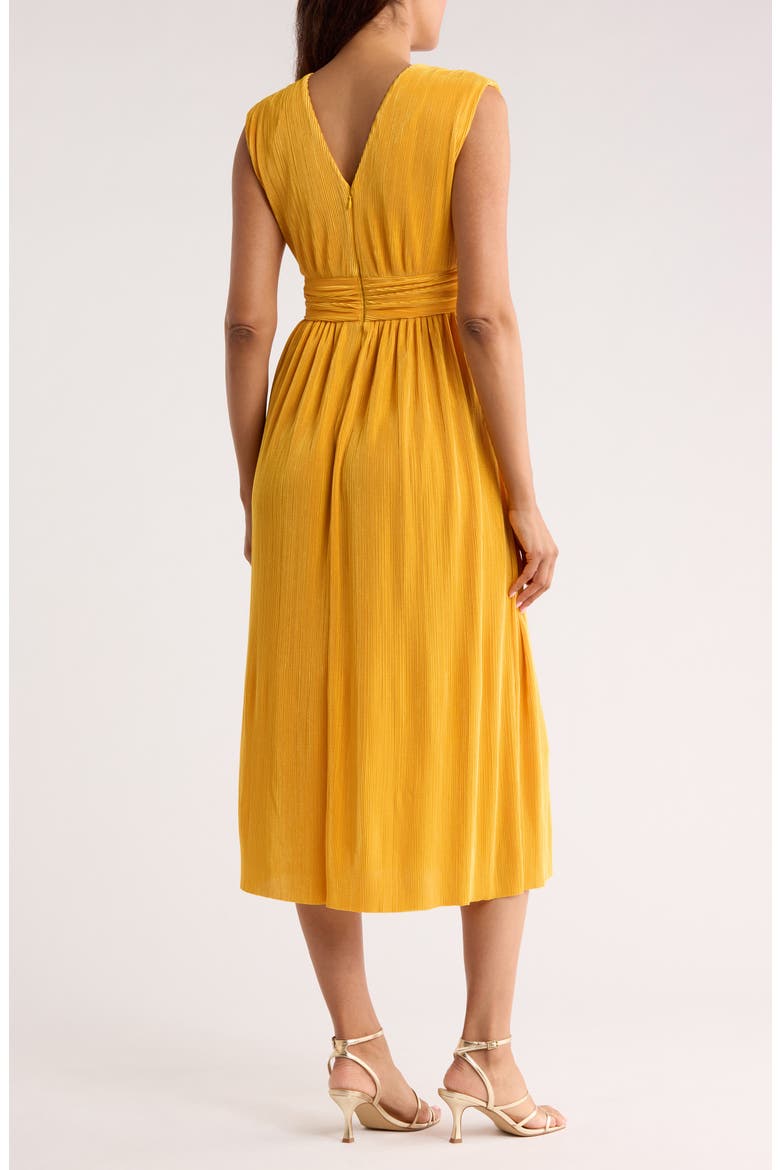 Ribbed Knit V-Neck Midi Dress, Alternate, color, YELLOW