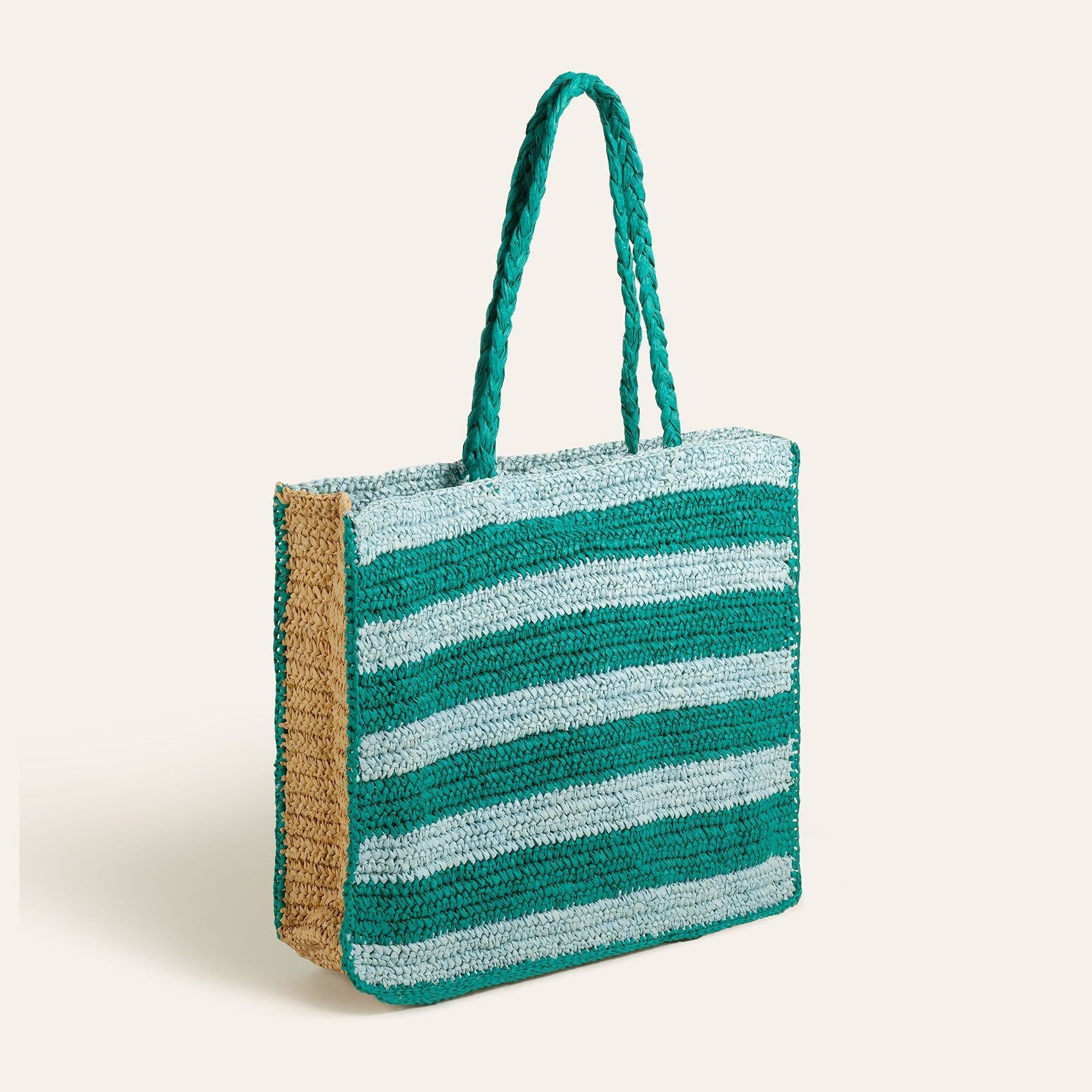 Zsa Zsa Zsu Delhi 100% Raffia Shoulder Bag 17X14 In, Alternate, color, Blue-Green