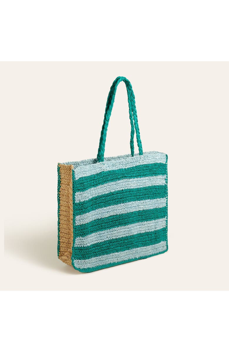 Zsa Zsa Zsu Delhi 100% Raffia Shoulder Bag 17X14 In, Alternate, color, Blue-Green