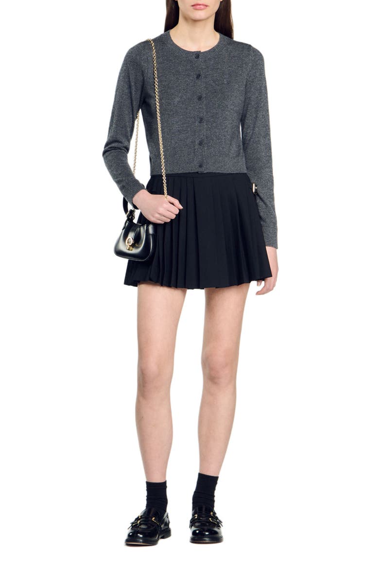 SANDRO Wool and cashmere cardigan, Alternate, color,