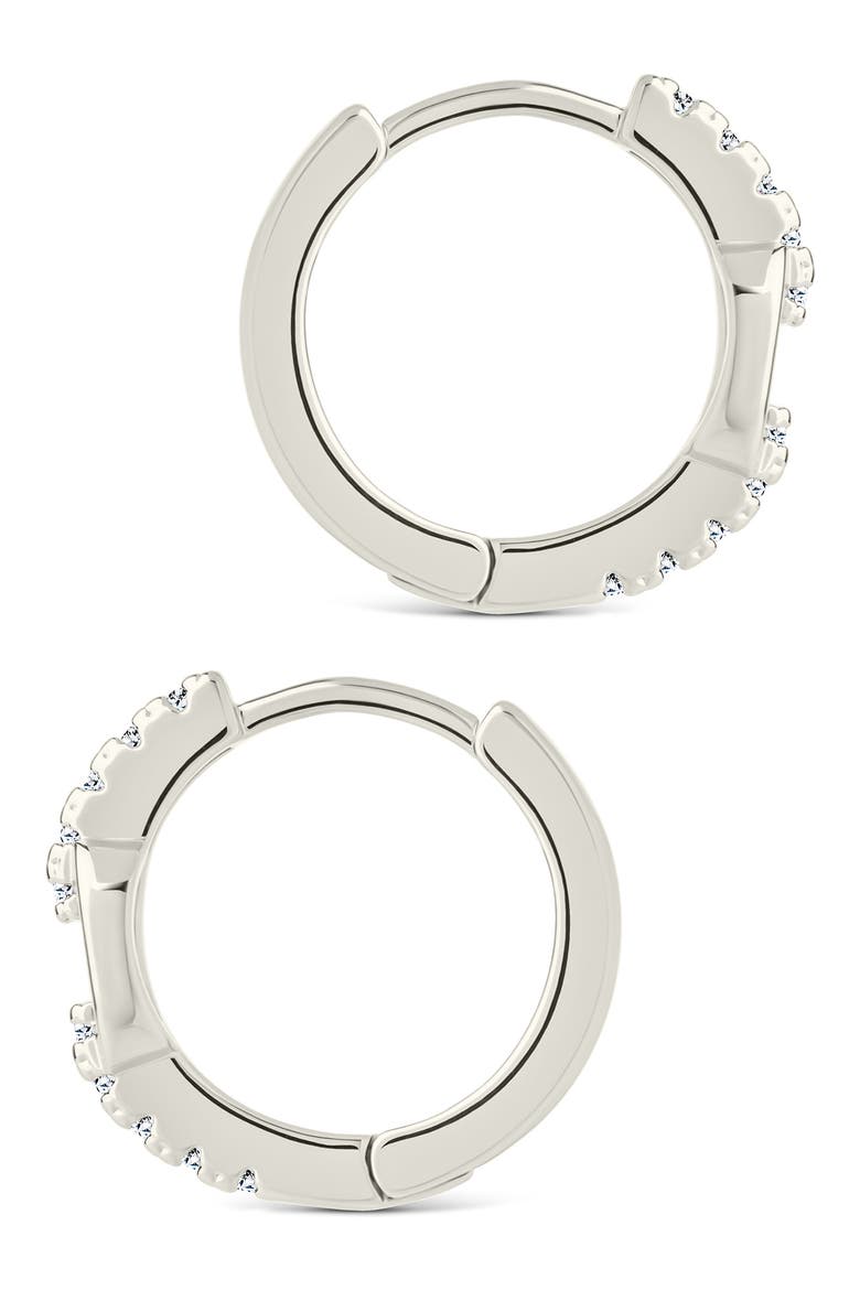 Clementine Cubic Zirconia Hoop Earrings, Alternate, color, SILVER