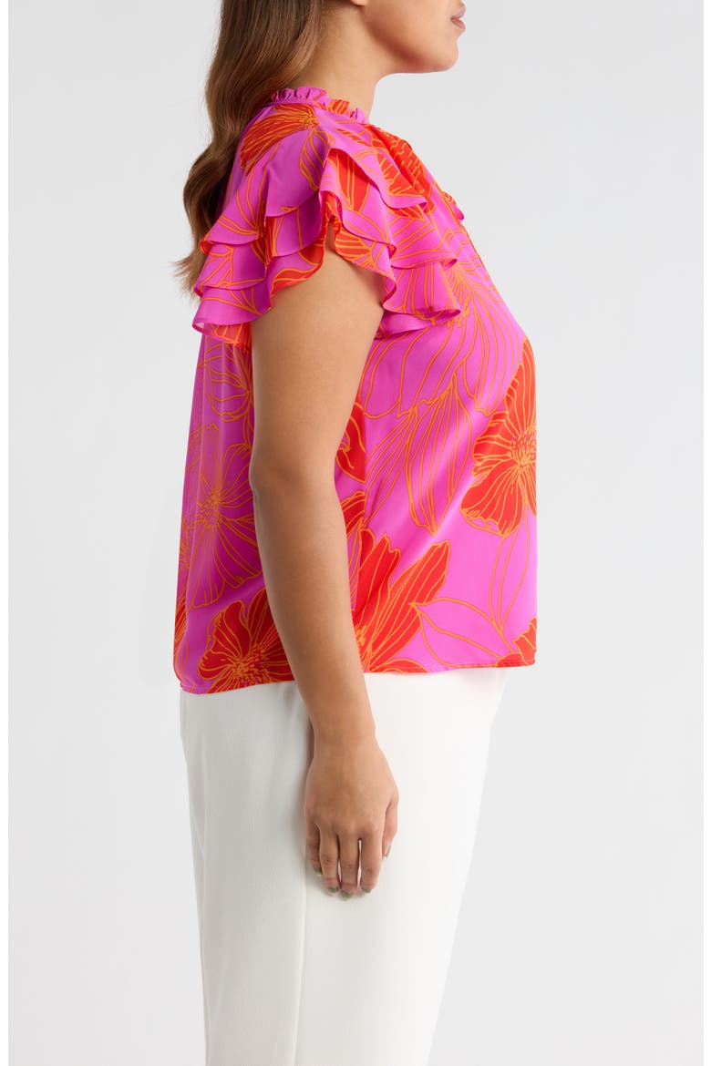 Blakely Floral Donis Split Neck Top, Alternate, color, ORANGE-PINK-MULTI