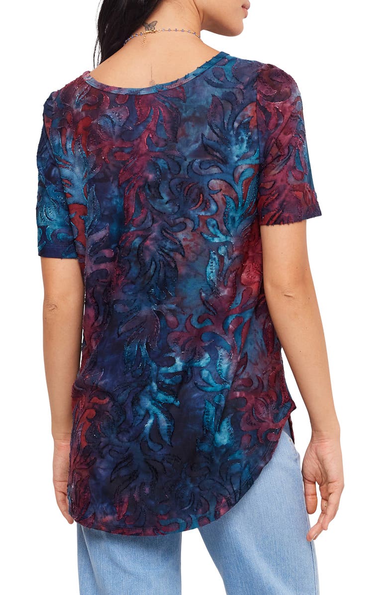 Karen Kane Tie Dye Burnout Shirttail Top, Alternate, color, 