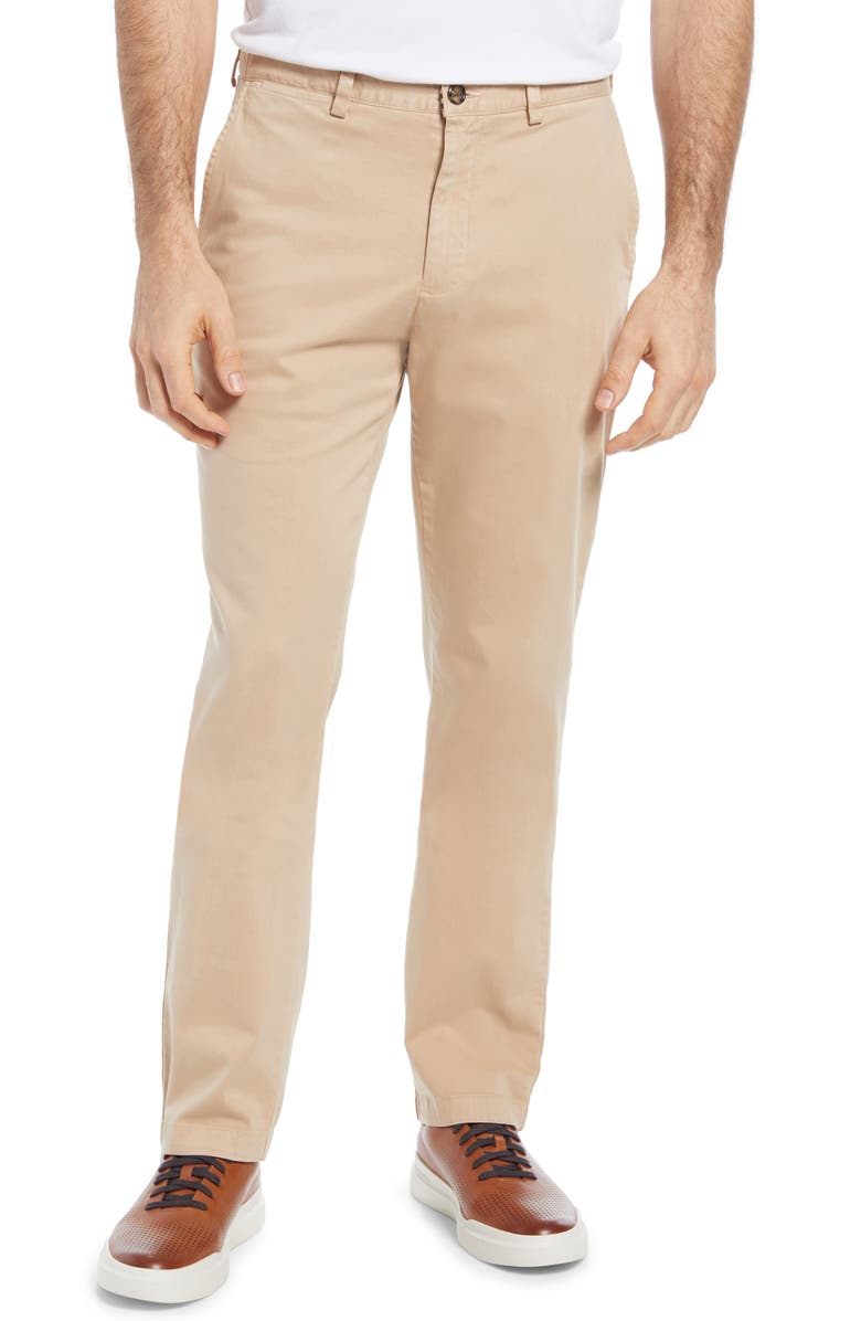 Johnston & Murphy Flat Front Chinos, Main, color, Sand