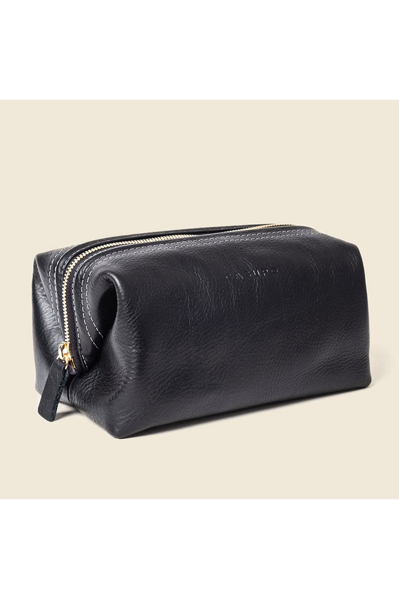Leather Toiletry Bag, Alternate, color, Black