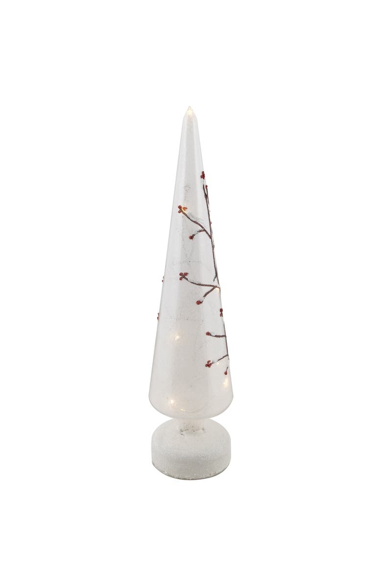 Northlight LED Lighted Birds on Branches Frosted Glass Cone Christmas TreeDecoration - 16", Alternate, color, White