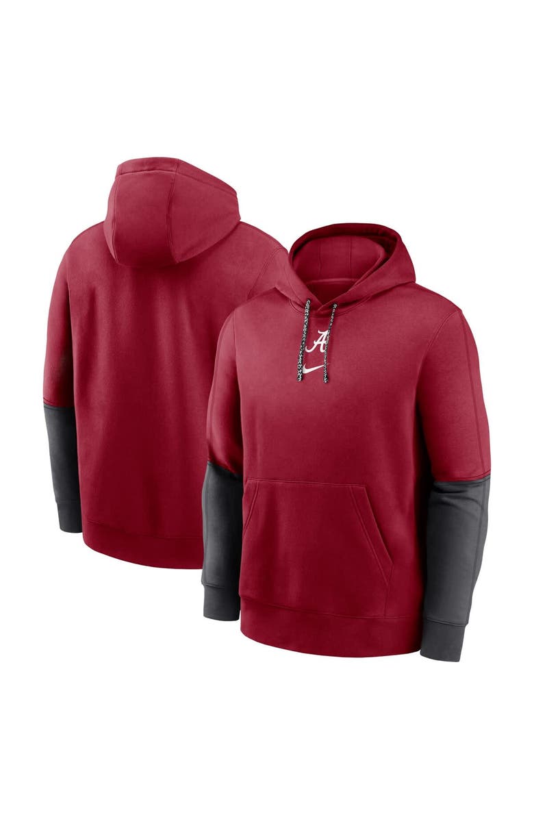 Nike Men's Nike Crimson/Anthracite Alabama Crimson Tide 2024 Sideline Club Pullover Hoodie, Main, color, 
