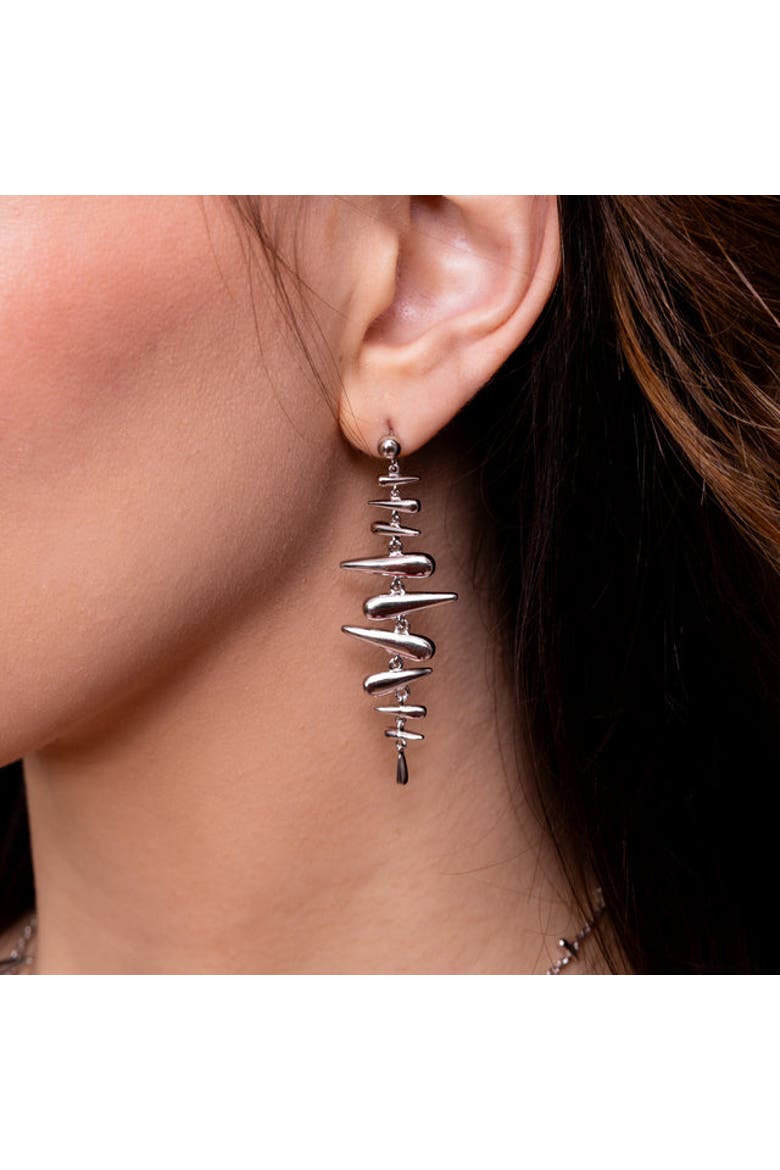 Shard Statement Drop Earrings, Alternate, color, Sterling Silver