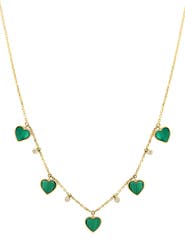 EFFY Malachite Heart & Diamond Charm Necklace