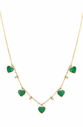 EFFY Malachite Heart & Diamond Charm Necklace