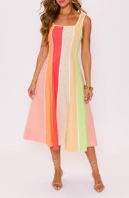 VICI Collection Bright Skies Stripe Cotton & Linen Midi Dress
