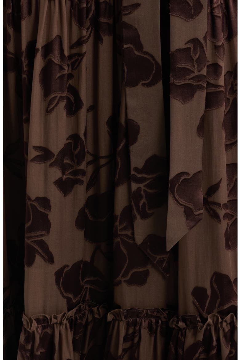 Tiana Floral Burnout Dress, Alternate, color, RAPSODY BROWN