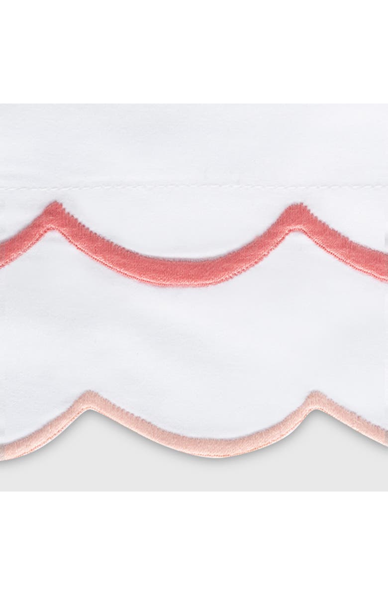 Matouk India Scallop 350 Thread Count Flat Sheet, Alternate, color, Blush