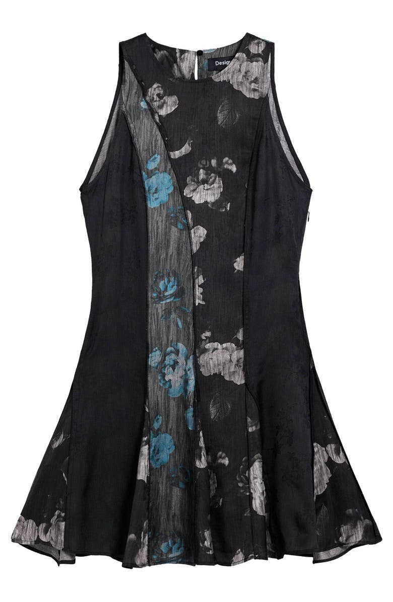 Desigual Floral Print Sleeveless Minidress, Alternate, color, Black