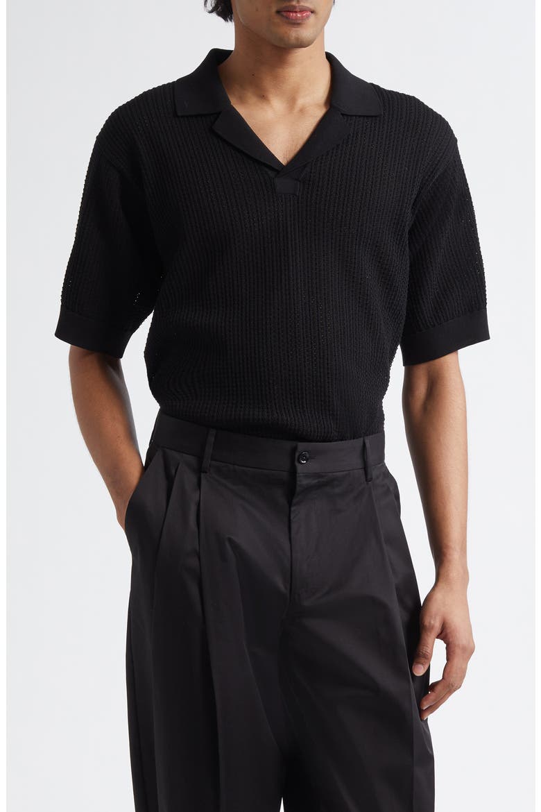 Ribbed Polo Sweater, Main, color, N0000 BLACK