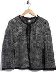KARL LAGERFELD PARIS Knit Tweed Cape Shawl