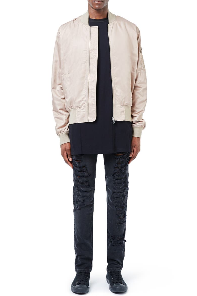 AAA Collection Ruched Back Bomber Jacket, Alternate, color, STONE