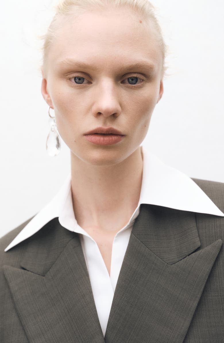 MANGO Oversize Double Breasted Suit Jacket, Alternate, color, Khaki Grey