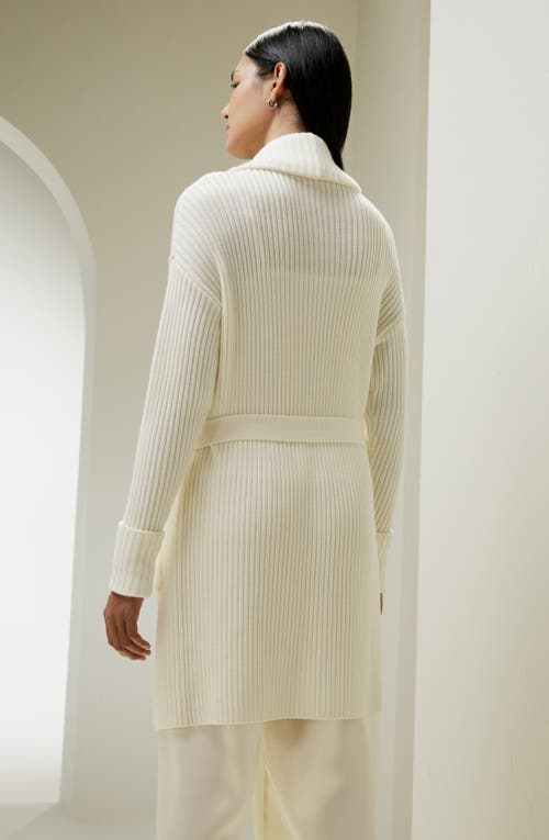 Lilysilk Merino Wool Shawl Collar Cardigan In White