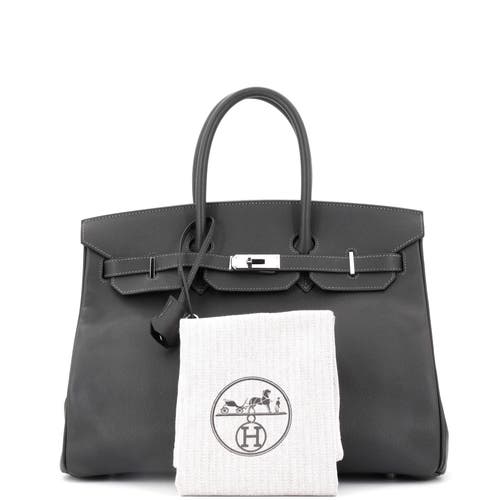 Pre-owned Hermes  Hermes Birkin Handbag Grey Epsom With Palladium Hardware 35 In Gray