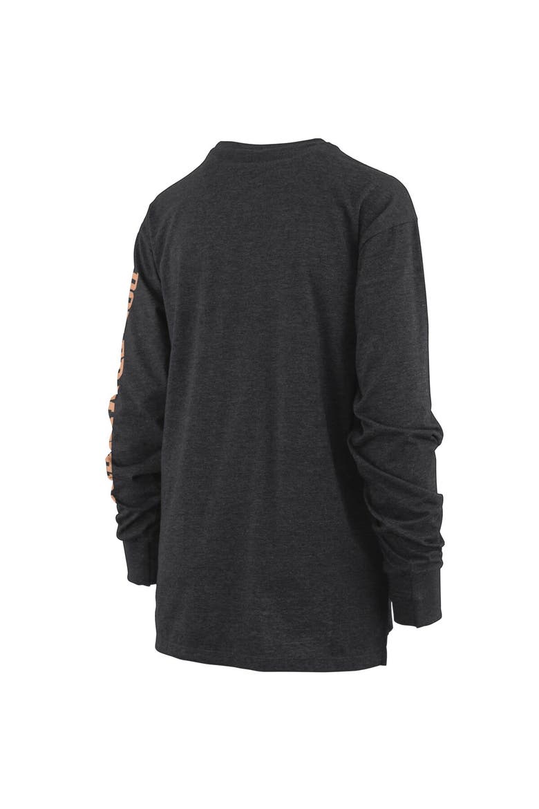 Women's Pressbox Heathered Black Purdue Boilermakers Two-Hit Canyon Long Sleeve T-Shirt, Alternate, color, Black