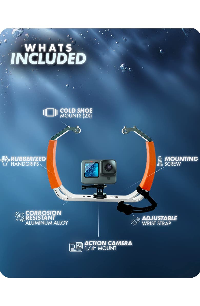 MOVO GB-U80 Underwater Diving Rig for GoPro Waterproof Action Cam (XL Version) - Teal, Alternate, color, Black