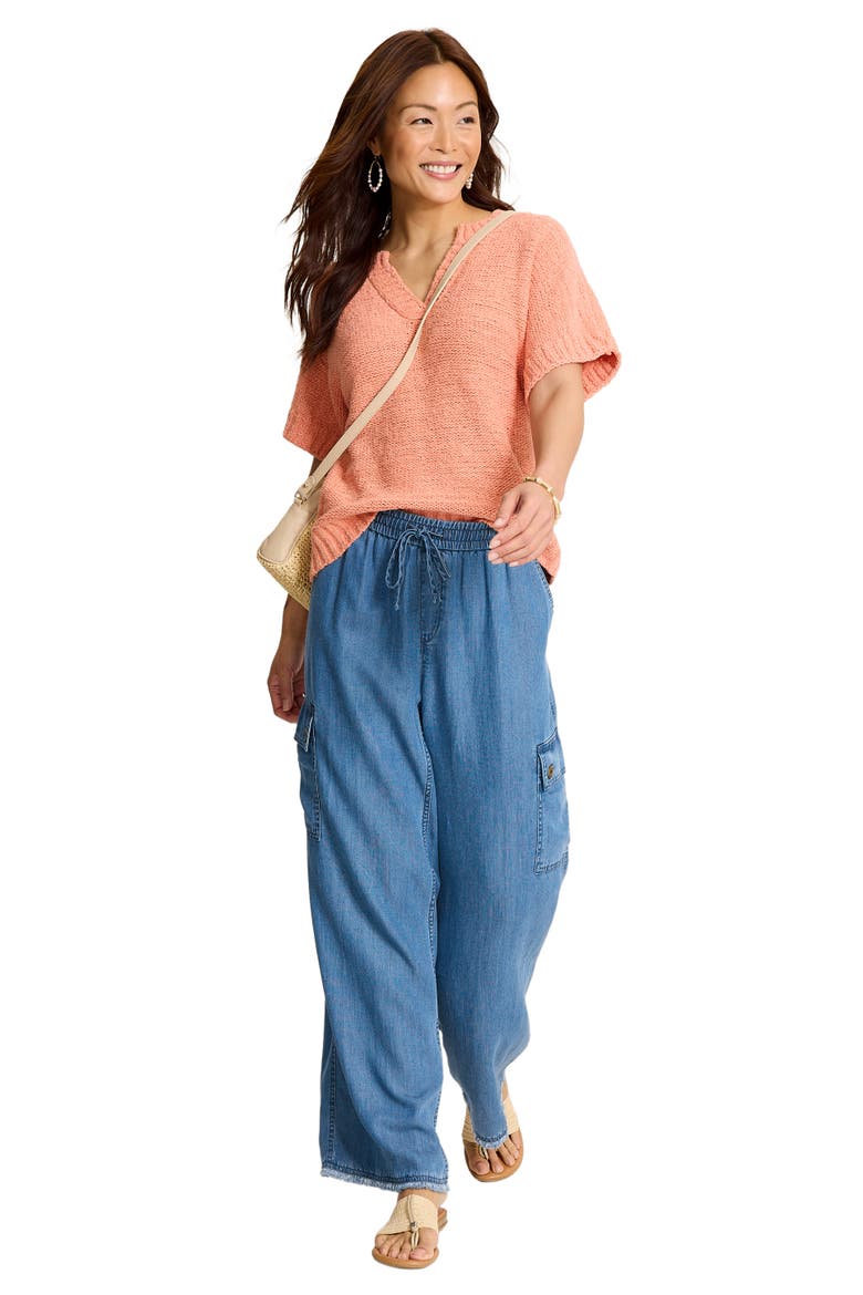O Lei Chambray Cargo Pants, Alternate, color, MED INDIGO WASH